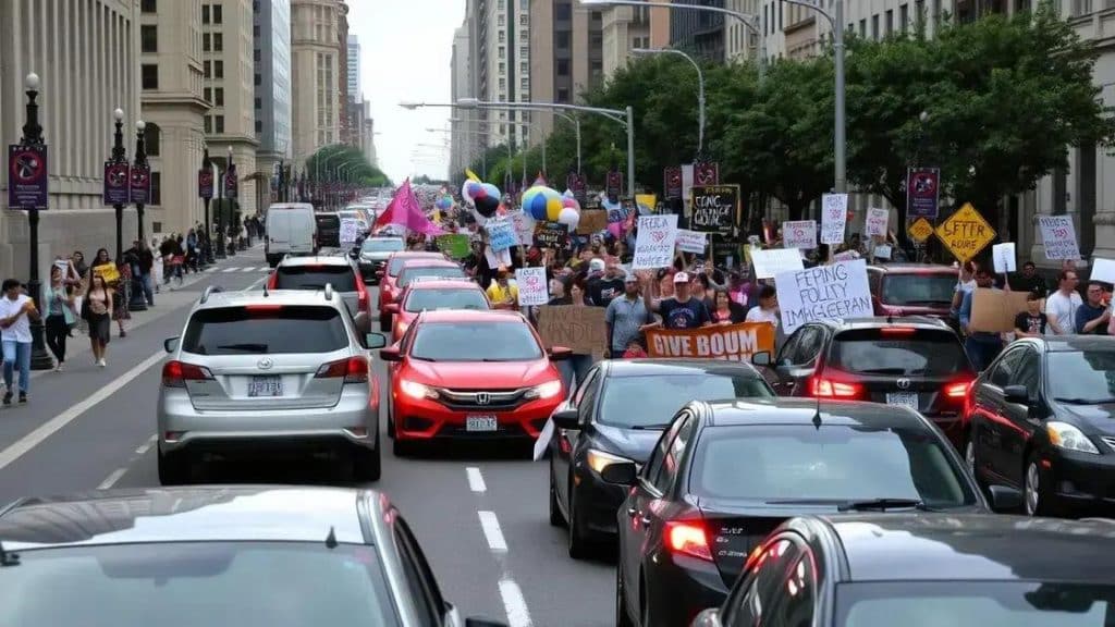 Immigration policy rallies disrupt major city traffic