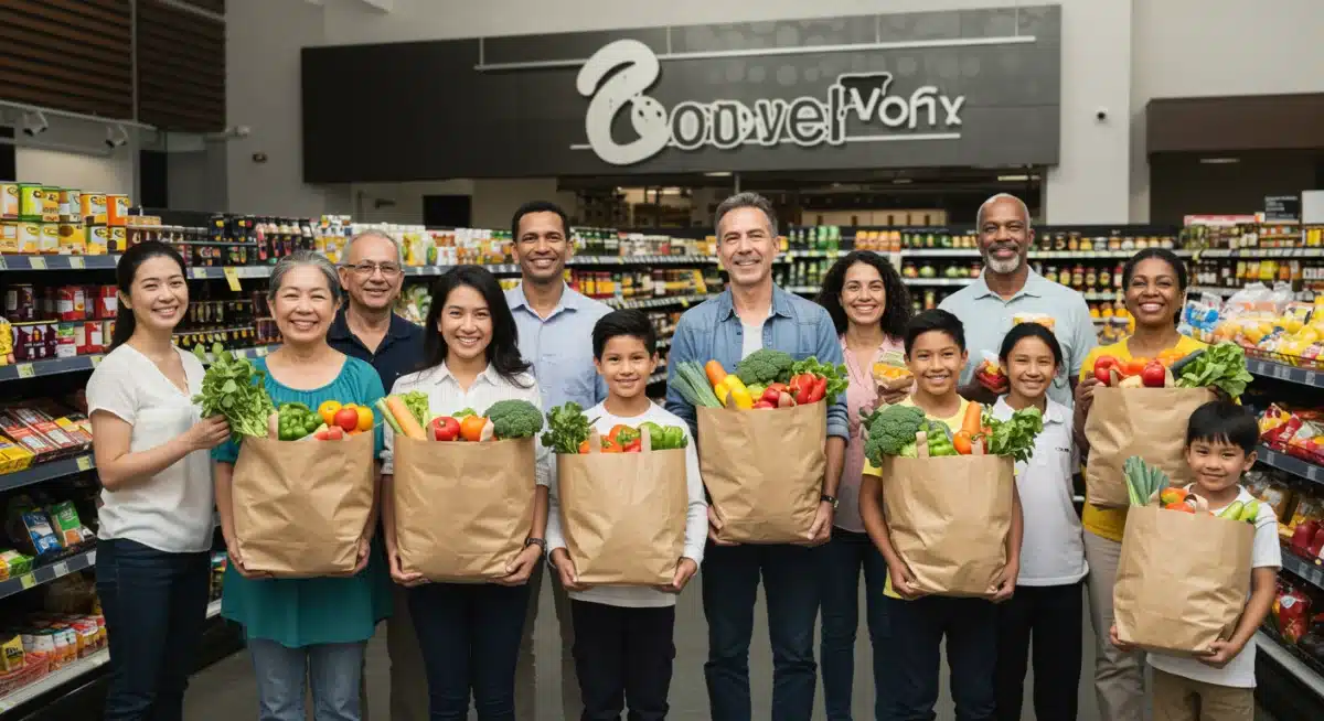 Families happily receiving and utilizing SNAP benefits for groceries in 2025