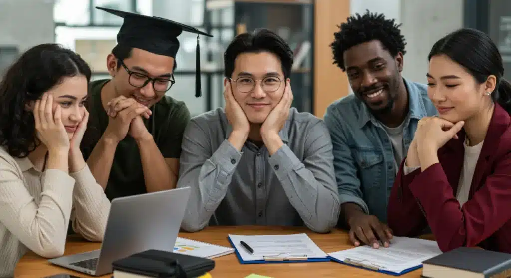 Students discussing new student loan repayment options for 2025