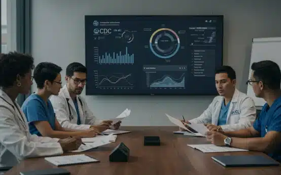 Healthcare professionals reviewing new CDC public health guidelines for 2025