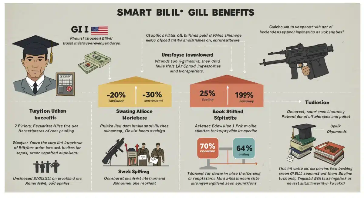 Infographic detailing GI Bill components and potential savings strategies for veterans