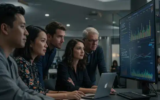 Retail investors analyzing financial data and SEC regulations on a screen