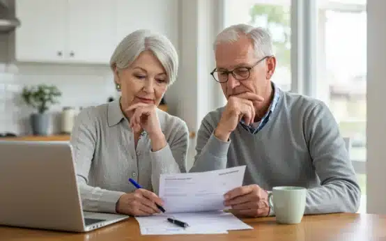 Senior couple reviewing 2025 Medicare changes on a laptop