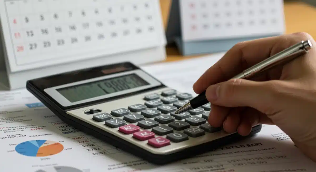 Calculator and financial documents illustrating cost-of-living adjustment calculations.