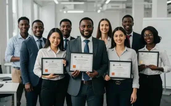 Professionals with in-demand certifications in a modern U.S. office