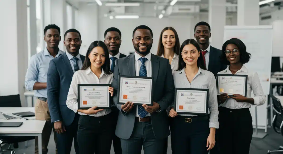 Professionals with in-demand certifications in a modern U.S. office