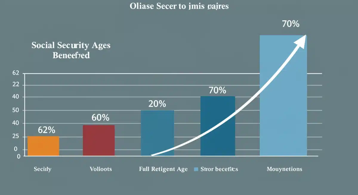 Infographic showing Social Security claiming ages and benefit percentages