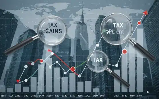 Financial graph showing capital gains and tax adjustments for 2026