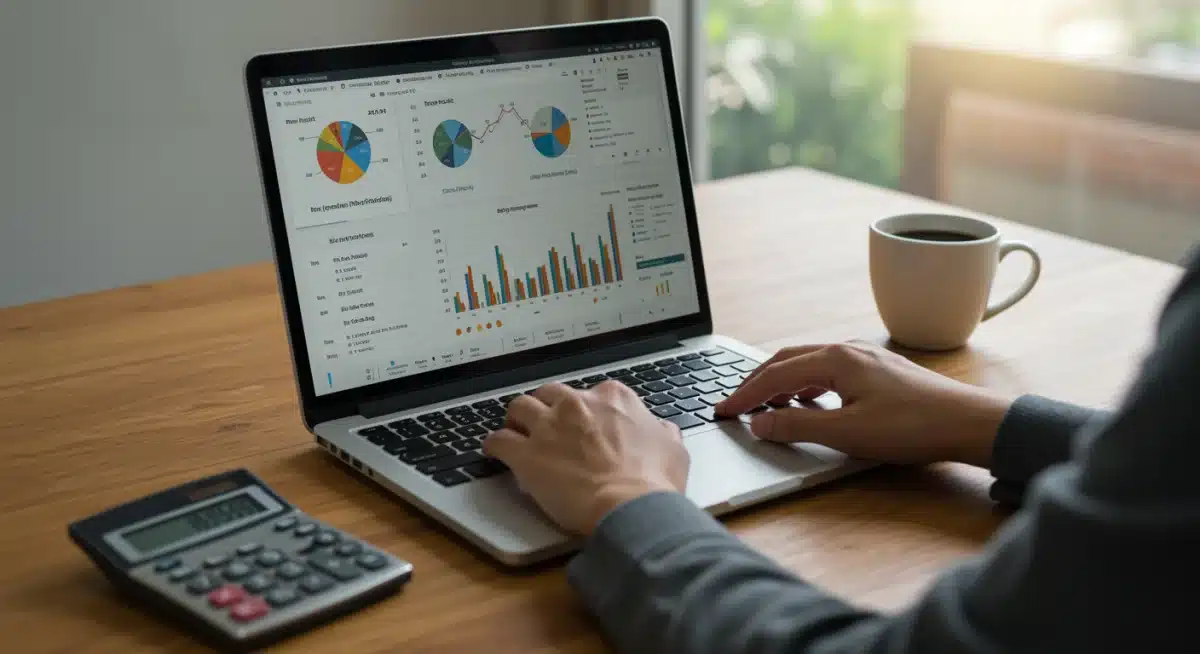 Person planning 401(k) contributions on laptop for retirement savings