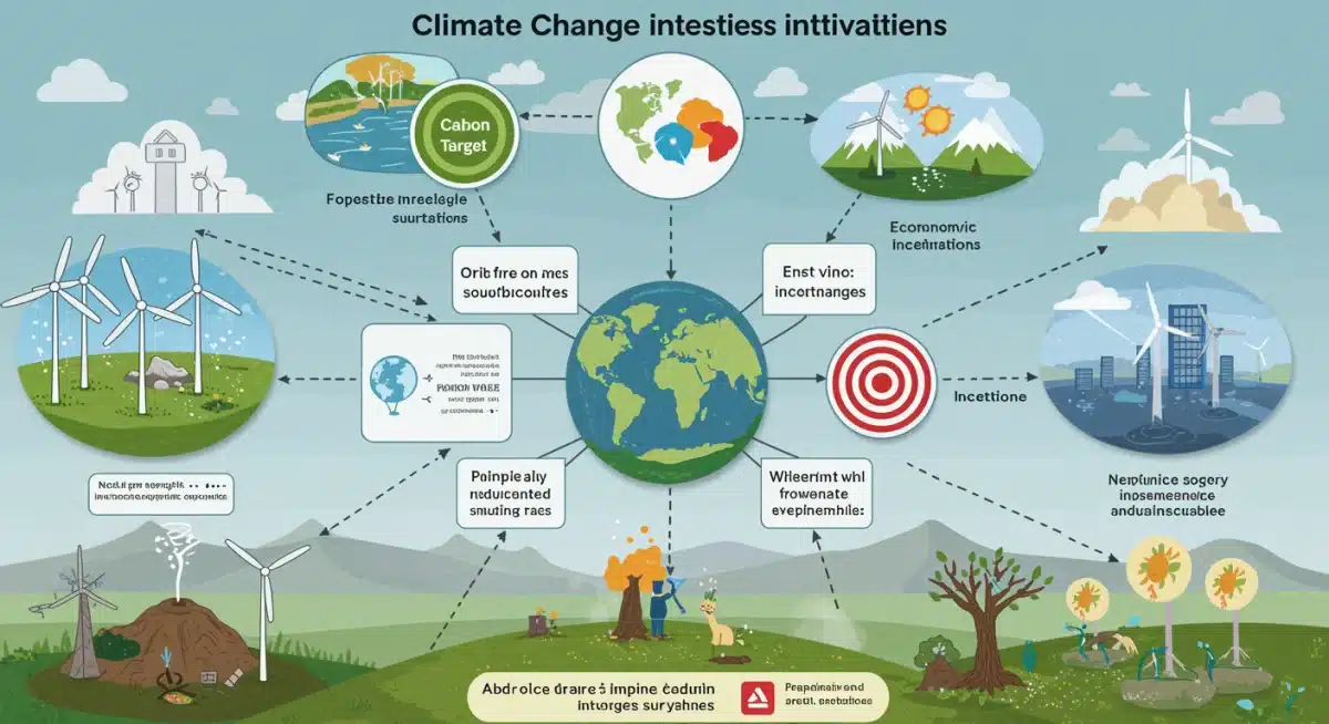 Infographic showing climate change initiatives and their impact