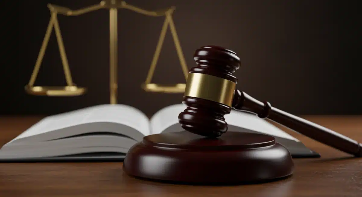 Gavel resting on law book, representing legal decisions and justice.