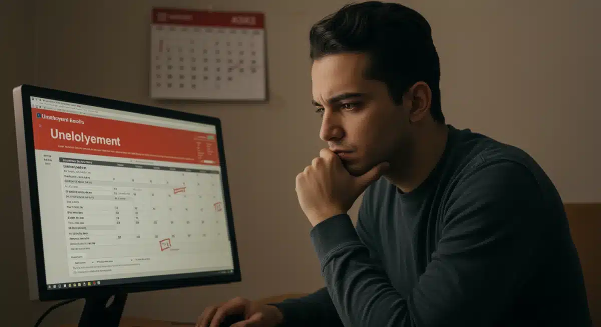 Person reviewing unemployment benefit information on a laptop