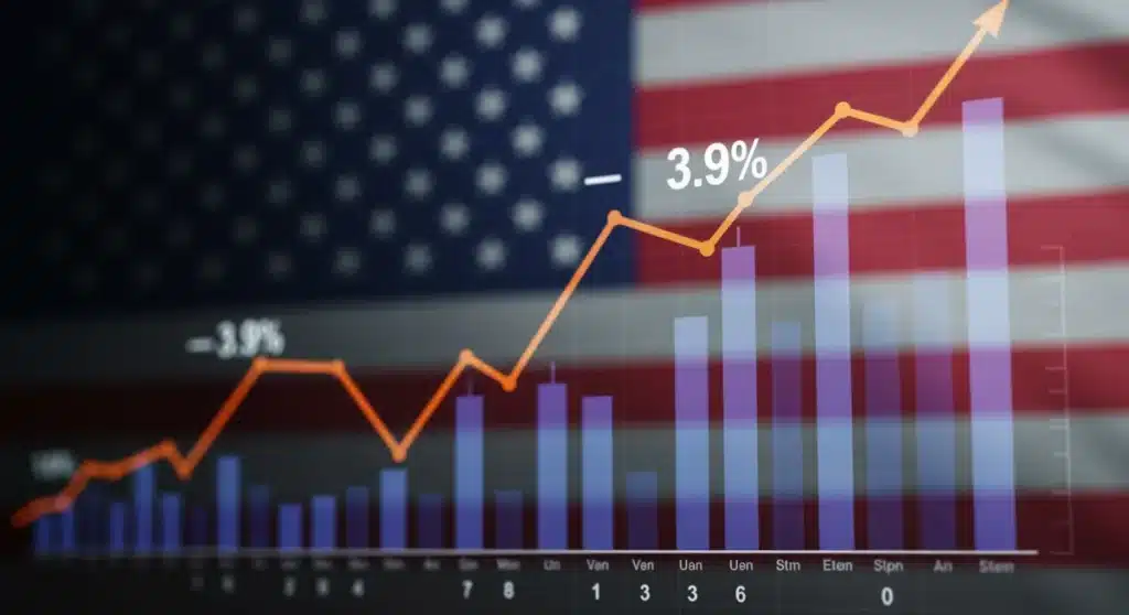 Graph showing U.S. unemployment rate holding steady at 3.9 percent, indicating economic stability.