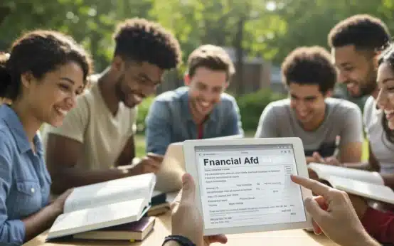 College students studying with textbooks and laptops, representing Pell Grant opportunities