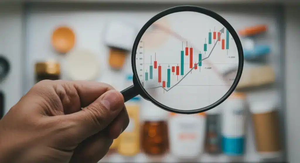 Financial graph showing rising inflation with consumer goods in background