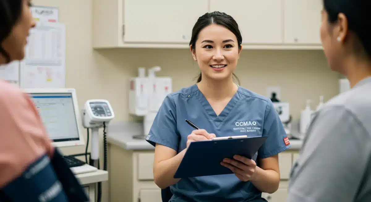 Certified Medical Assistant providing patient care in a clinic.