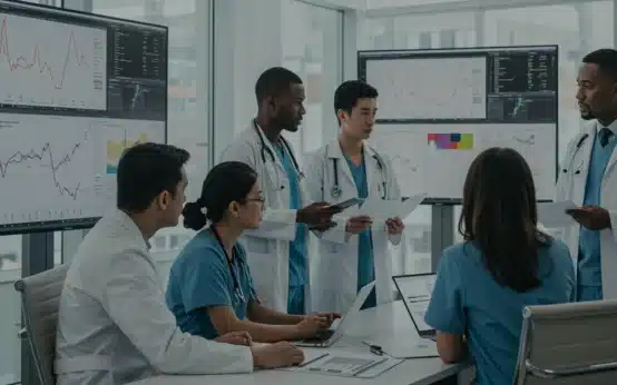 Healthcare professionals discussing new CDC guidelines for public health