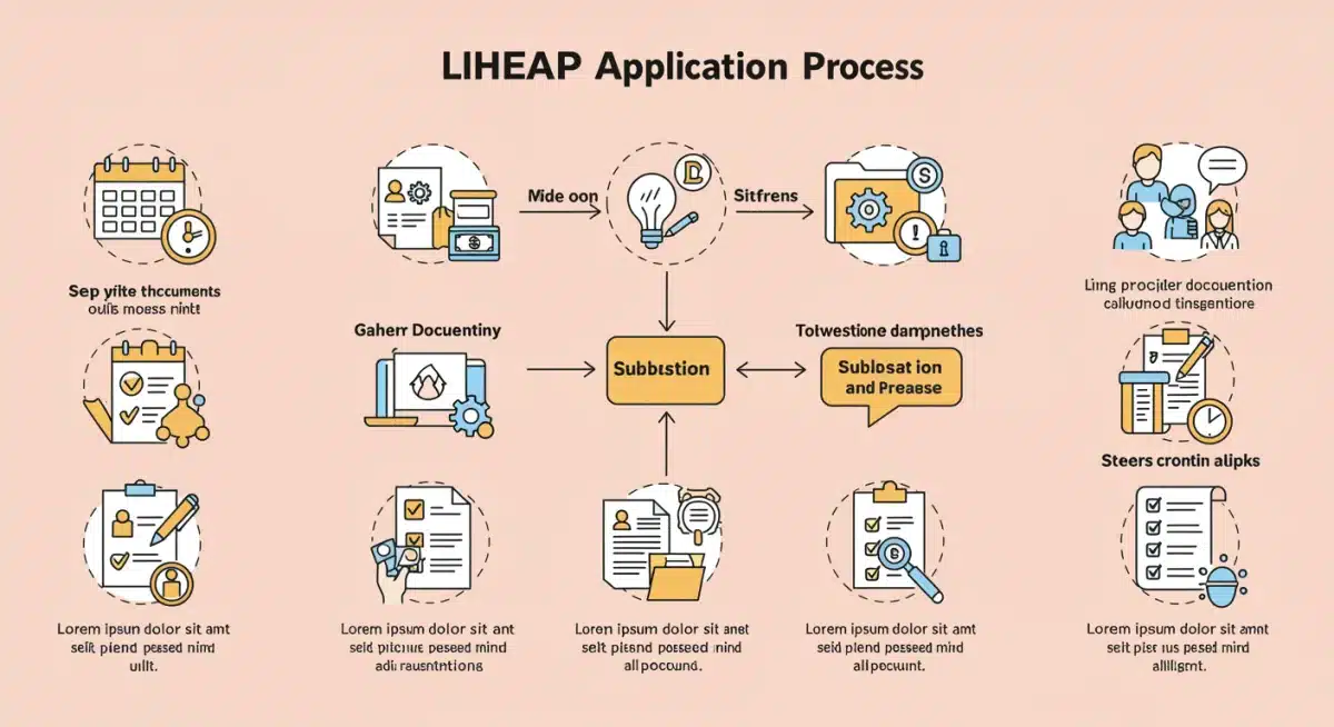 Infographic detailing the LIHEAP application steps and timeline