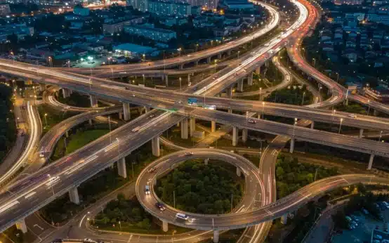 Modern highway interchange symbolizing infrastructure improvements