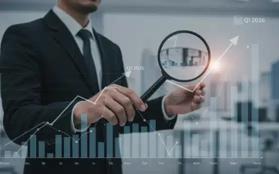Q1 2026 economic forecast chart with key indicators highlighted, representing financial analysis.