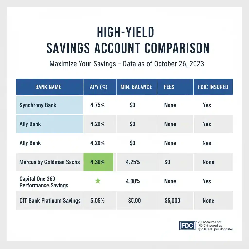 Infographic comparing high-yield savings account features