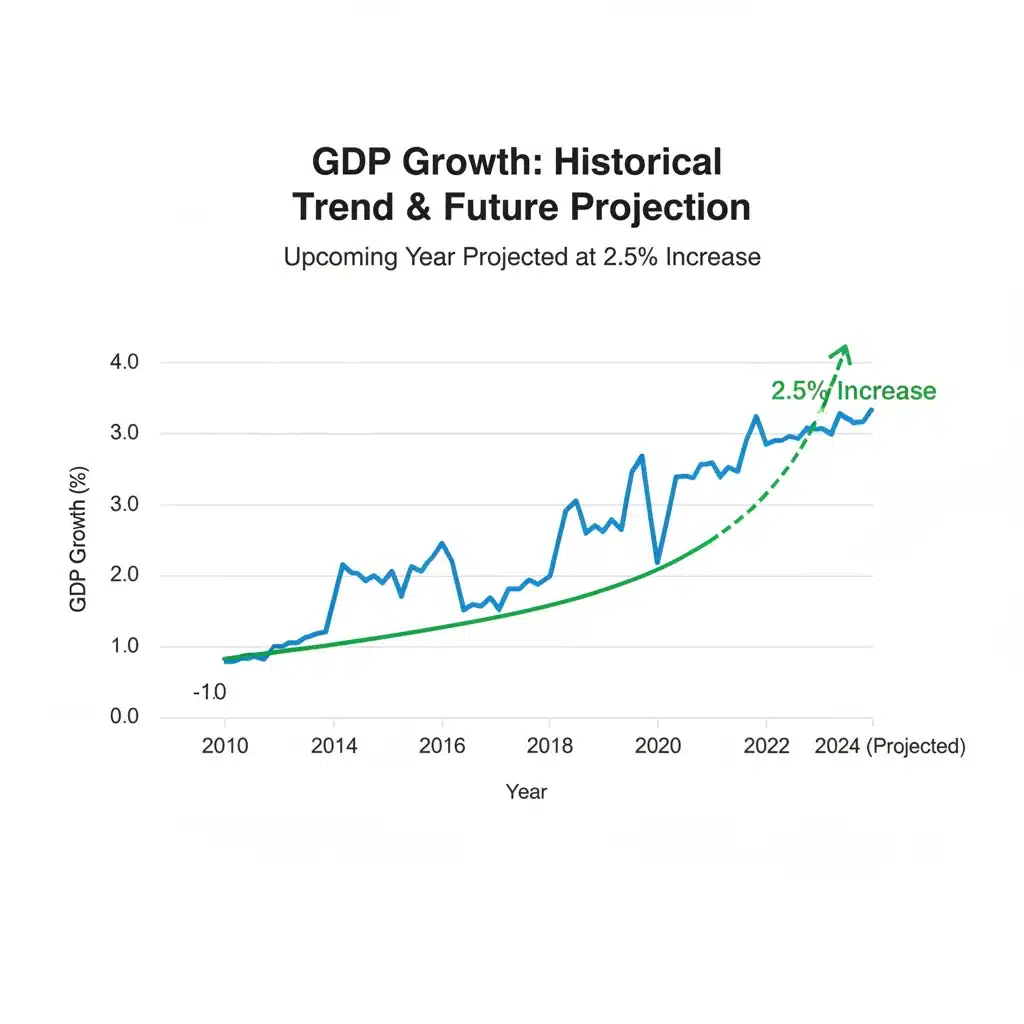 Chart illustrating projected GDP growth by the Federal Reserve