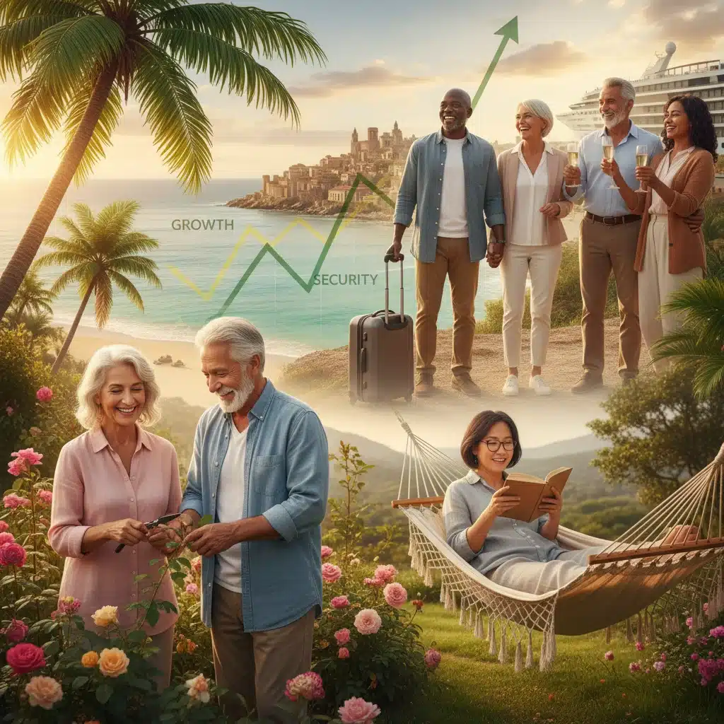 Diverse retirees enjoying life, symbolizing successful retirement planning