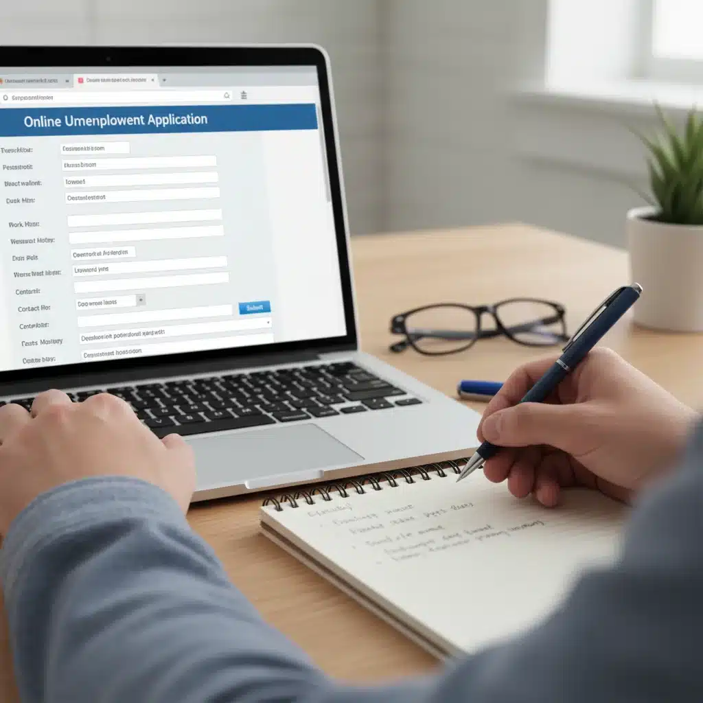 Filling out online unemployment application form