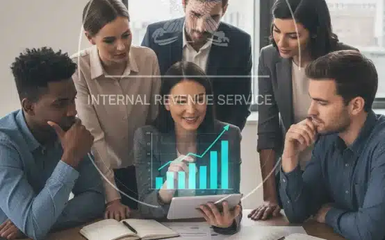 Small business owners reviewing 2026 IRS tax code changes on a tablet with financial documents.