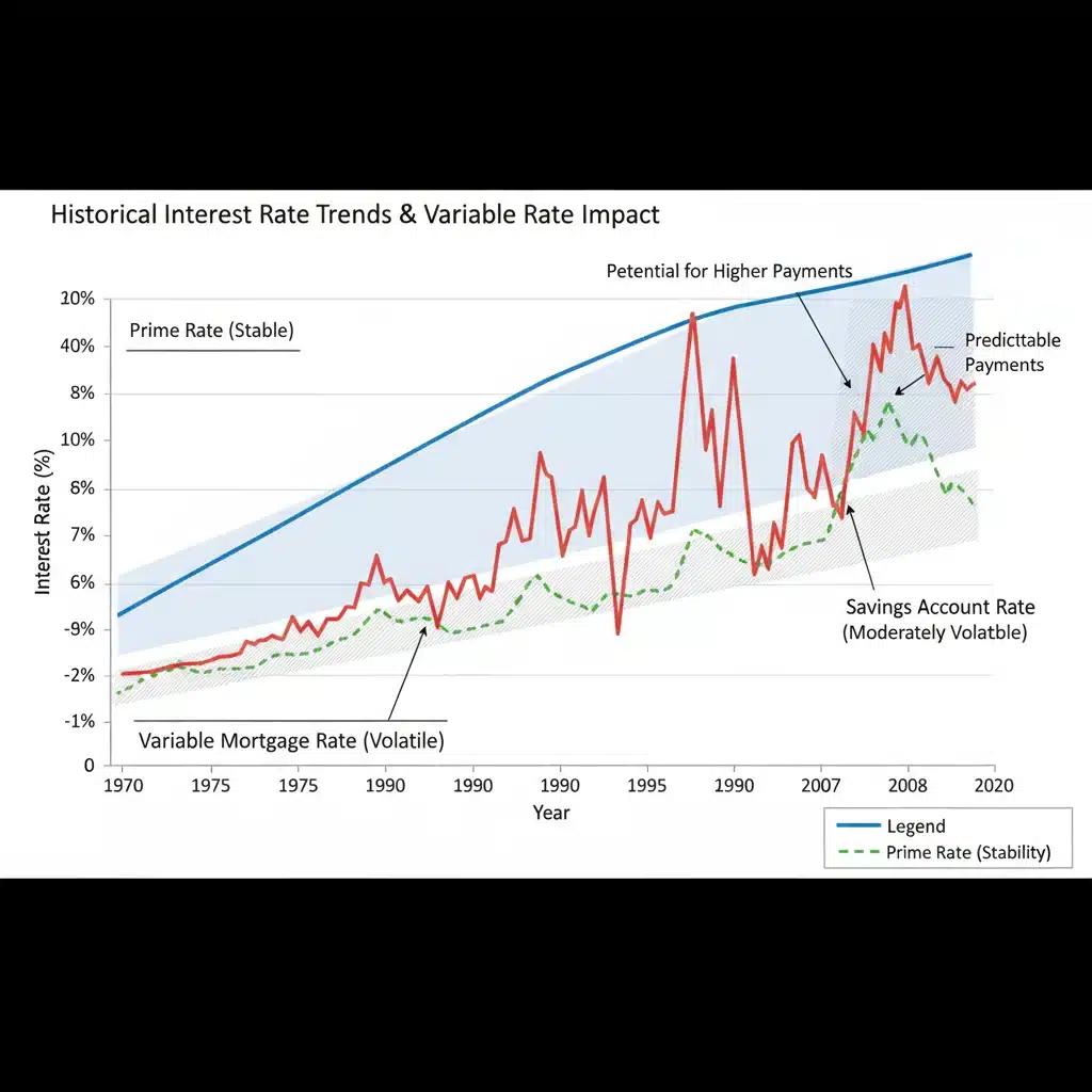 Historical interest rate trends impacting variable loan rates.