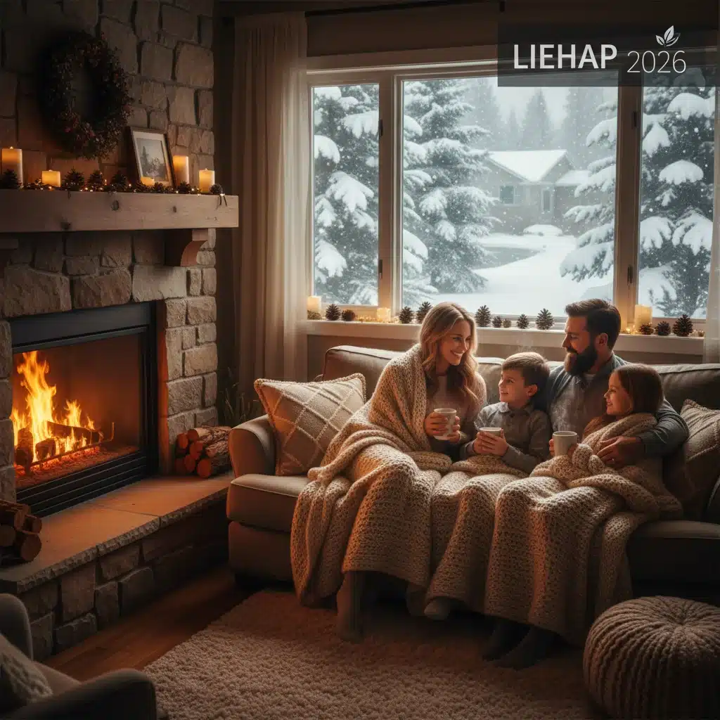 Family staying warm at home with LIHEAP energy assistance
