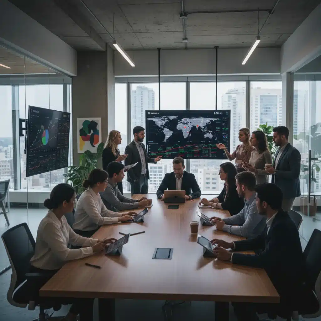 Investors analyzing data and discussing tech portfolio strategies