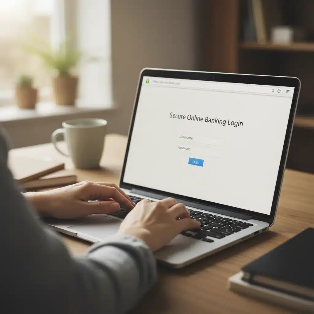 User securely logging into online banking with strong authentication