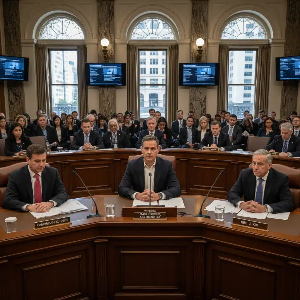 Tech executive testifying before a congressional committee on social media practices.