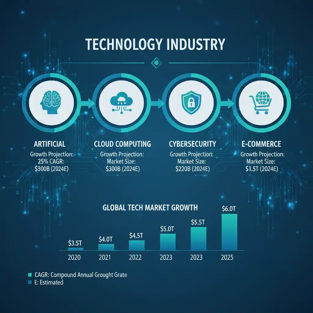 Infographic of technology sub-sectors and growth projections