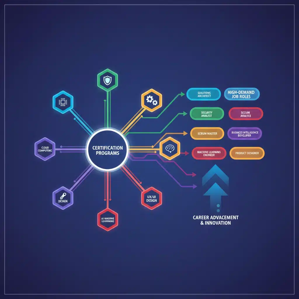 Infographic illustrating pathways to high-demand certified job roles