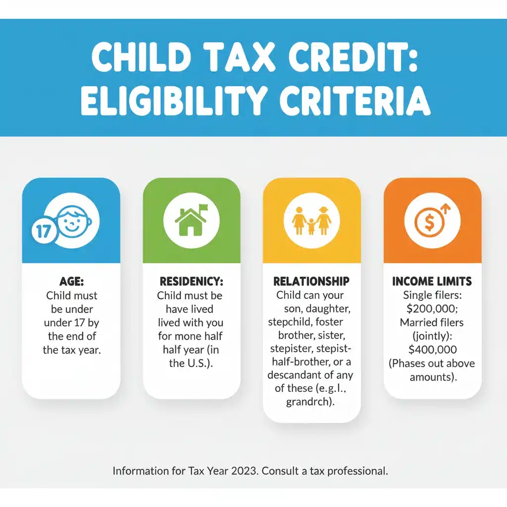 Infographic showing Child Tax Credit eligibility requirements