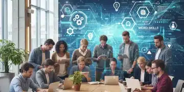 Professionals learning with micro-credentials in a modern digital classroom