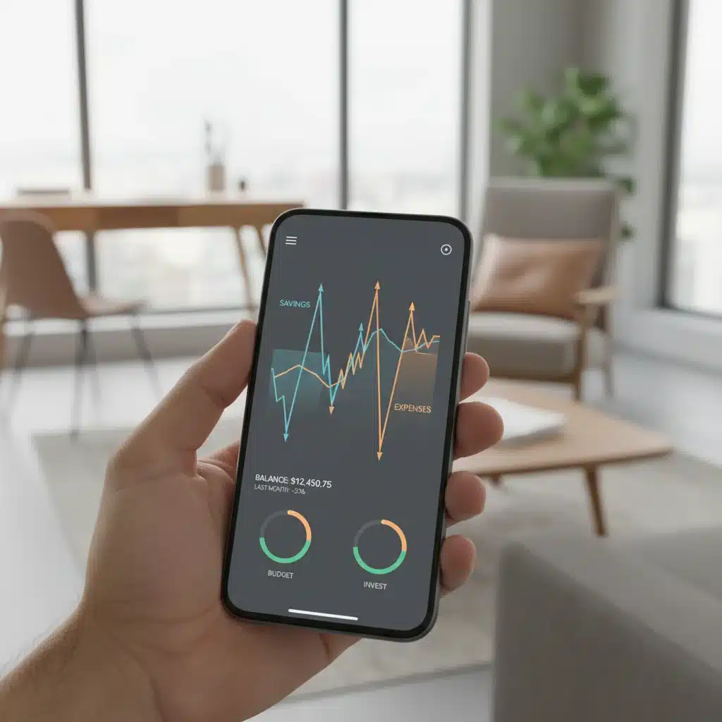Smartphone displaying personal finance app with fluctuating budget, illustrating financial management during inflation.