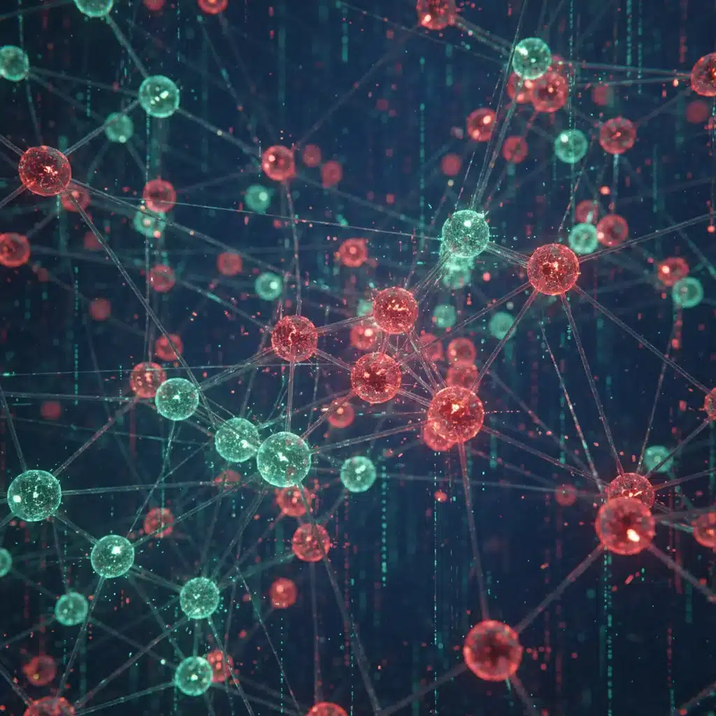Complex data network showing secure and compromised nodes