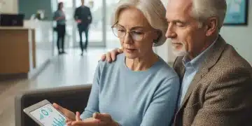 Senior couple reviewing Medicare Part B premium increase on a tablet