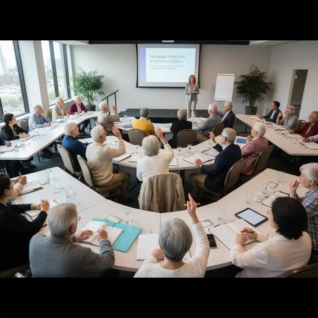 Seniors attending a seminar on Medicare cost-saving strategies